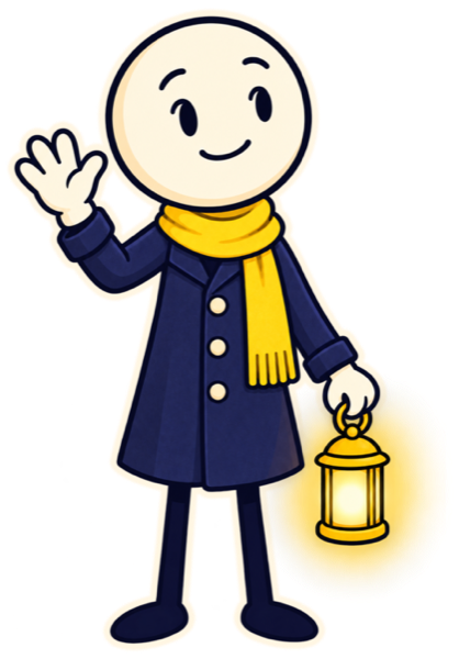 The Lantern Keeper, Avanti's guide, waving hello